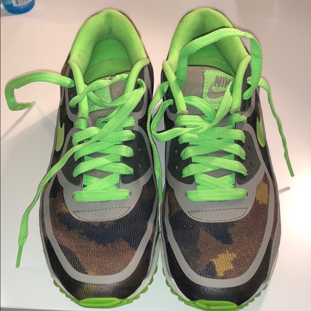 Air max 90s Nike Camo and Lime Green/highlighter